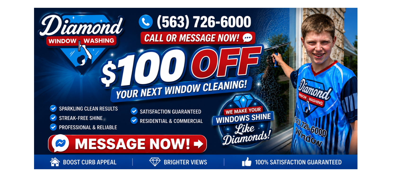 Diamond Window Washing Davenport and Bettendorf IA Professional Window cleaning banner final